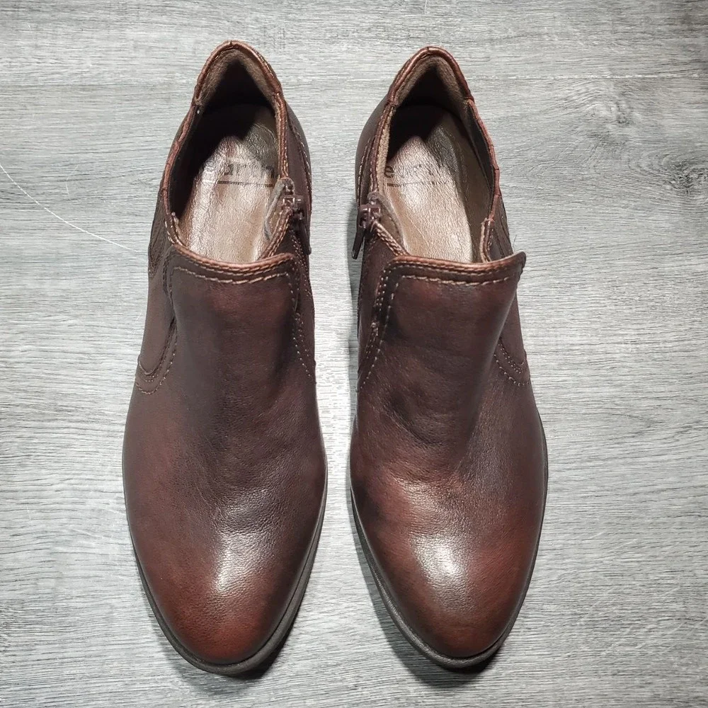 Earth Peak Peru Ankle Boots Womens 7.5‎ M Sunburn Brown Leather Zip Up Shoes
